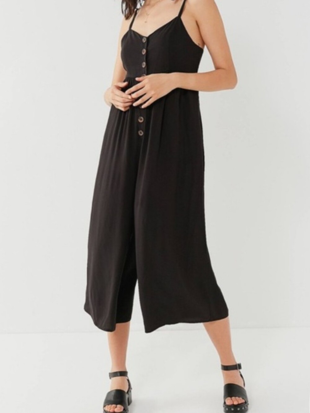 Urban Outfitters Black Jumpsuit With Buttons Front.